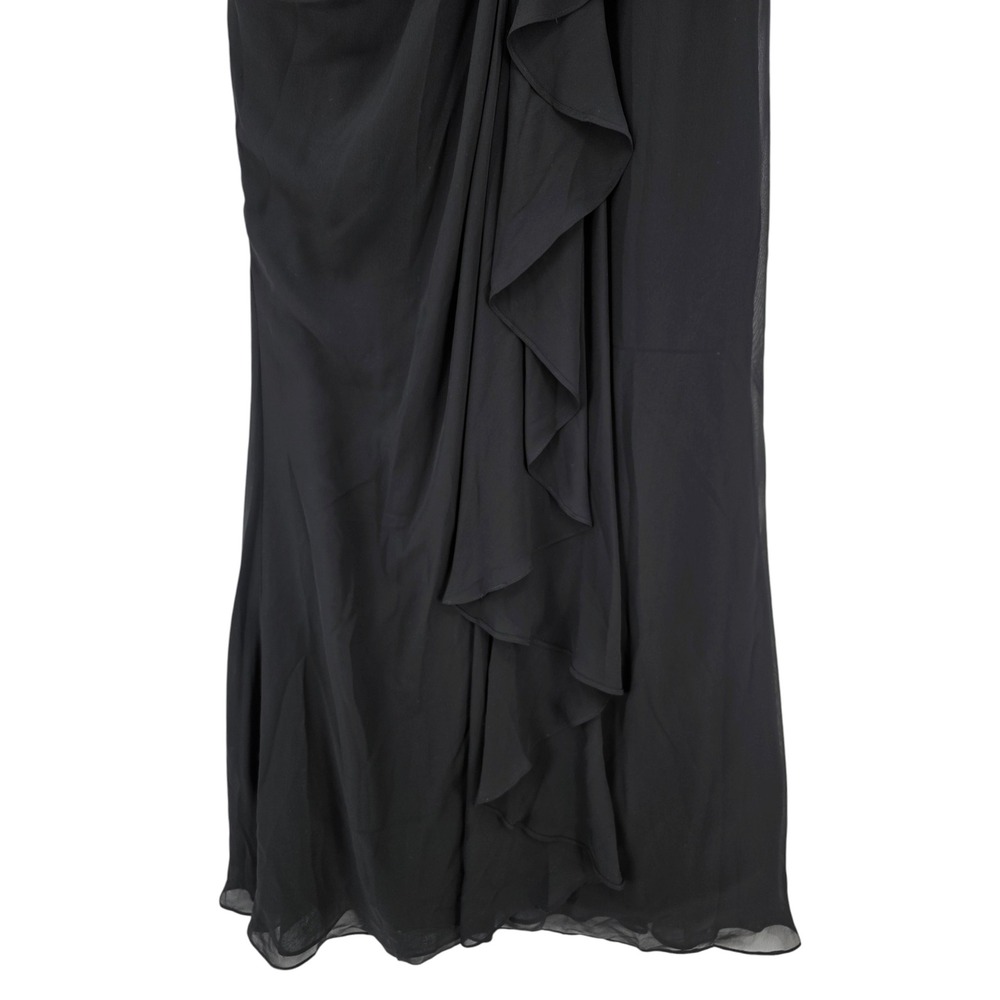 Lavetir Womens 8 Black Off Shoulder Ruched Chiffon Evening Gown - Picture 4 of 14